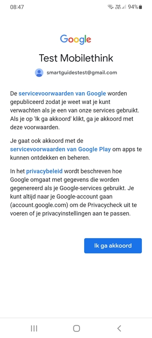 Selecteer Ik ga akkoord