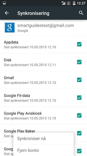 Velg Synkroniser nå