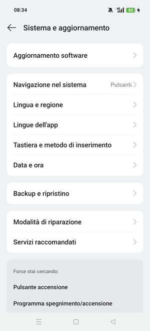 Seleziona Aggiomamento software