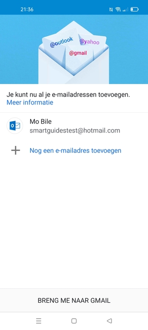 Selecteer BRENG ME NAAR GMAIL
