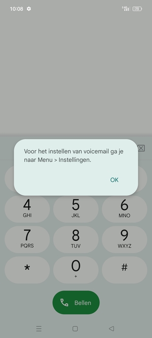 Als uw voicemail niet geïnstalleerd is, selecteert u OK