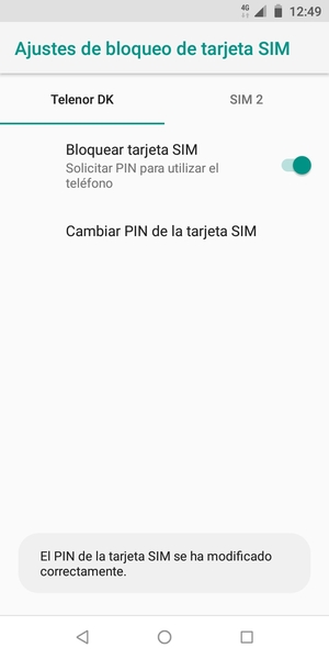 Su PIN de la tarjeta SIM ha sido cambiado