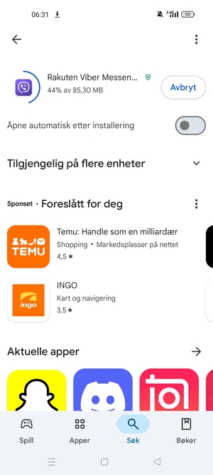 Vent til installasjonen er ferdig