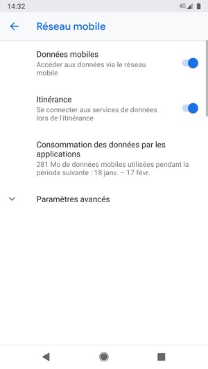 Activer ou désactiver Itinérance