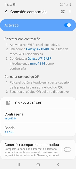 El teléfono ha sido configurado para su uso como módem
