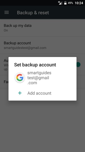 Select your backup account