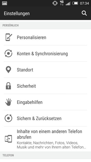 Scrollen Sie und wählen Sie Sicherheit