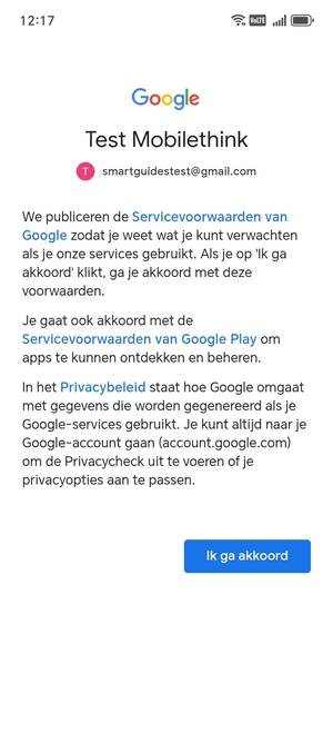 Selecteer Ik ga akkoord