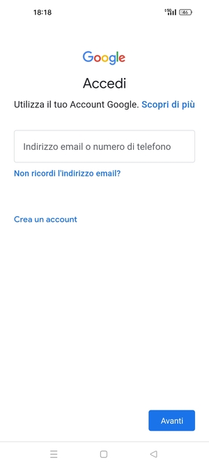 Inserisci il tuo indirizzo Gmail e seleziona Avanti