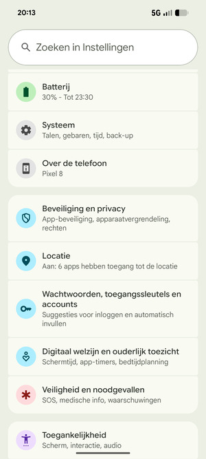 Scroll naar en selecteer Locatie