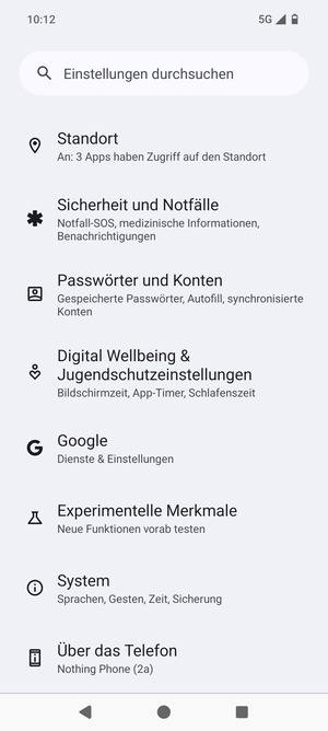 Scrollen Sie und wählen Sie System
