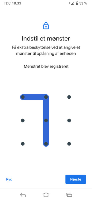 Tegn et oplåsningsmønster og vælg Næste