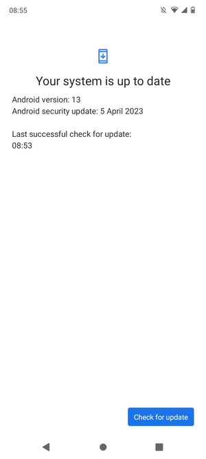 If your phone is up to date, you will see the following screen