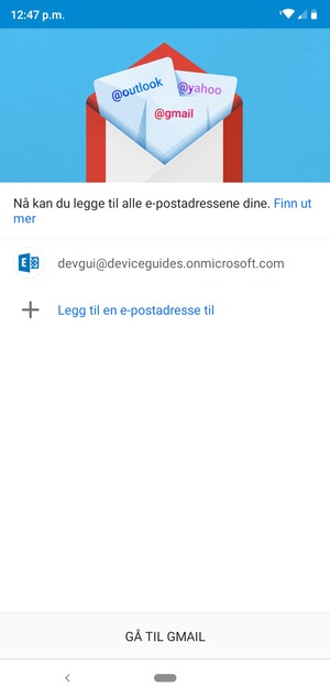 Velg GÅ TIL GMAIL