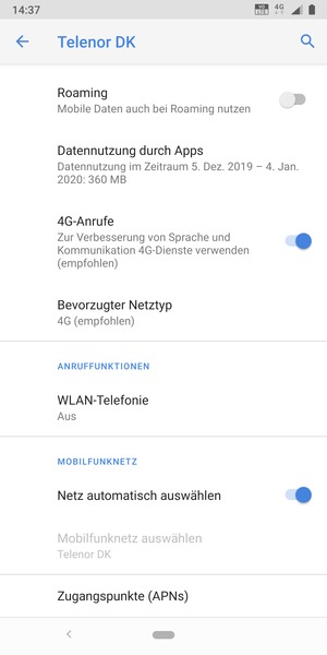 Scrollen Sie und wählen Sie Zugangspunkte (APNs)