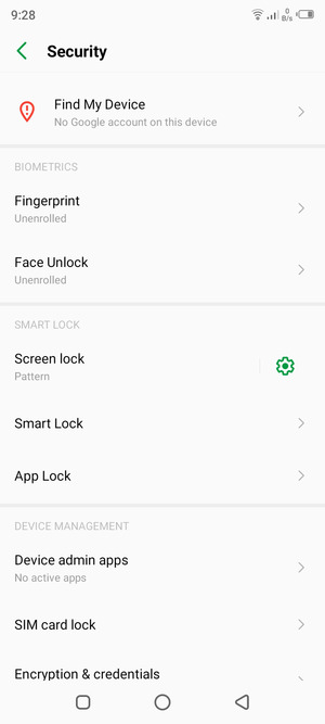 Scroll to and select SIM card lock