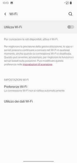 Attiva Utilizza Wi-Fi