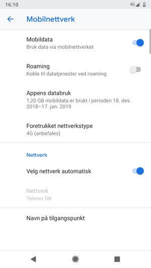 Slå av Velg nettverk automatisk