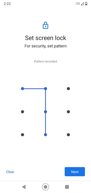 Draw an unlock pattern and select Next