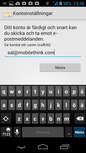 Ge ditt konto ett namn och välj Nästa