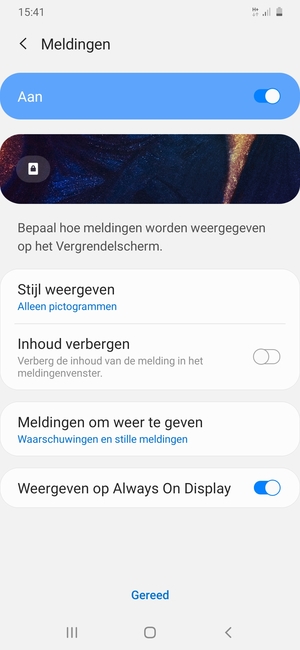 Selecteer uw voorkeursopties en selecteer Gereed