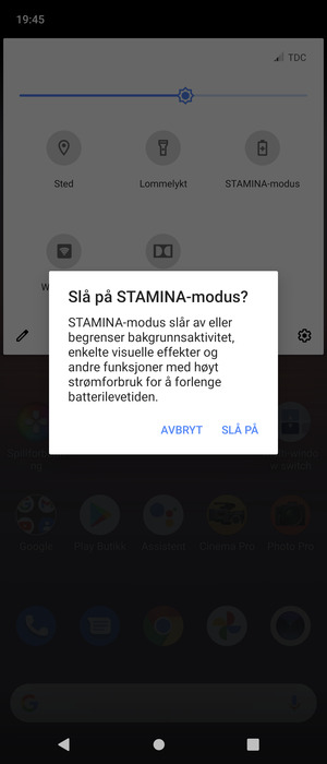 Velg SLÅ PÅ