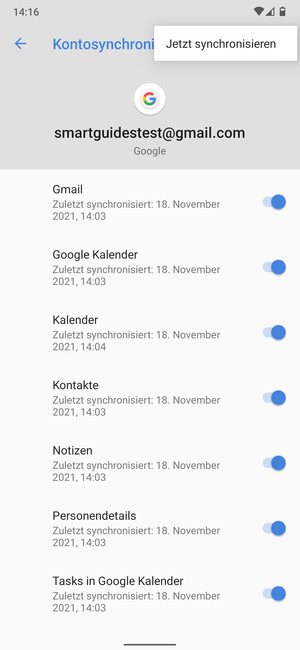 Wählen Sie Jetzt synchronisieren