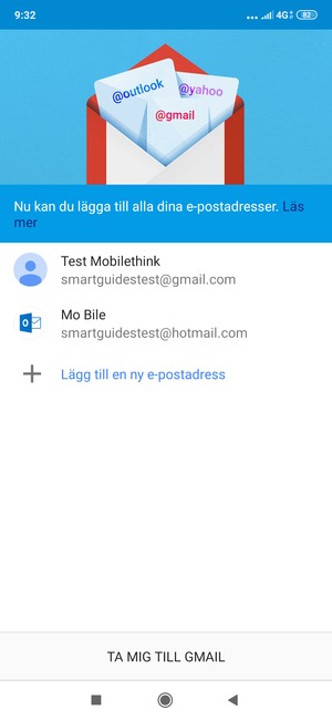 Välj TA MIG TILL GMAIL