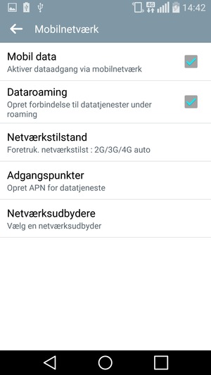 Slå Dataroaming til eller fra