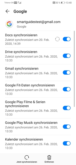 Wählen Sie Jetzt synchronisieren