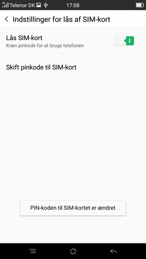 Din PIN-kode til SIM-kort er nu ændret