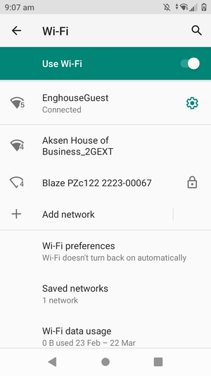 You are now connected to the Wi-Fi network