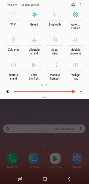 Selecteer de v knop