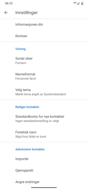 Velg Importér