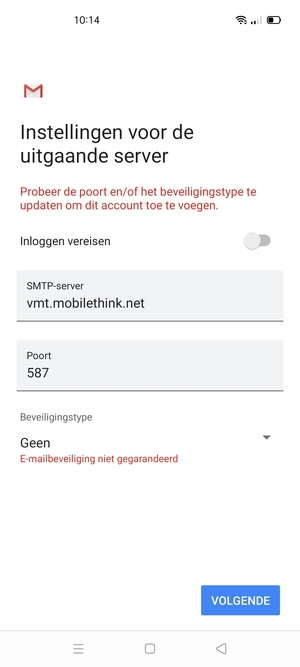 Selecteer VOLGENDE
