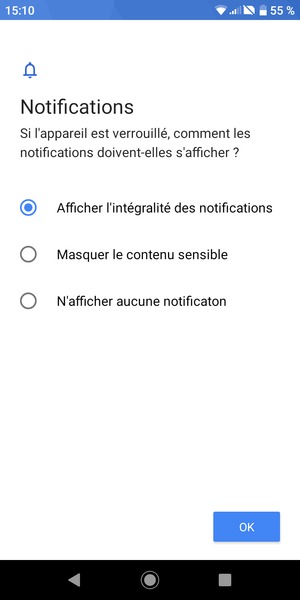 Sélectionnez votre option préférée et sélectionnez OK