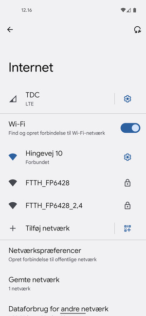 Du er nu tilsluttet Wi-Fi netværket