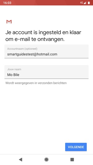 Geef uw account een naam en voer uw naam in. Selecteer VOLGENDE