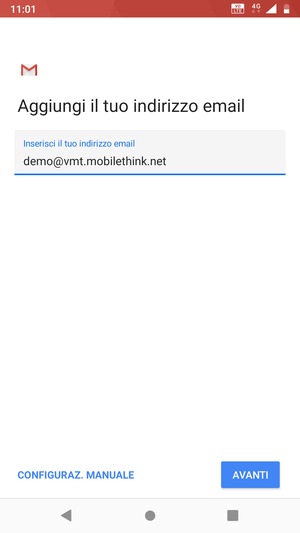 Inserisci il tuo indirizzo email e seleziona AVANTI