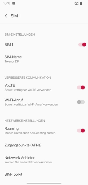 Schalten Sie Roaming an oder aus