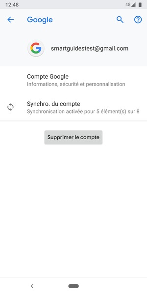 Sélectionnez Synchro. du compte