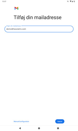 Indtast din e-mailadresse og vælg Næste