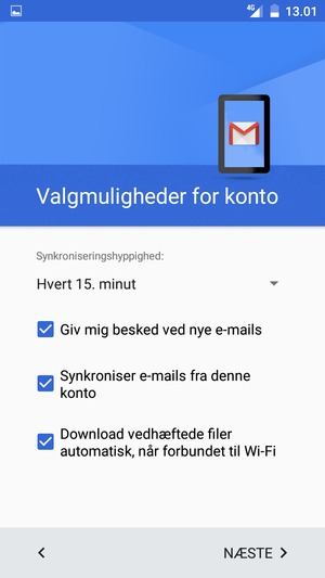 Vælg NÆSTE