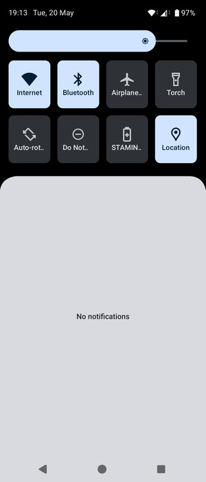 Slide down the top menu again