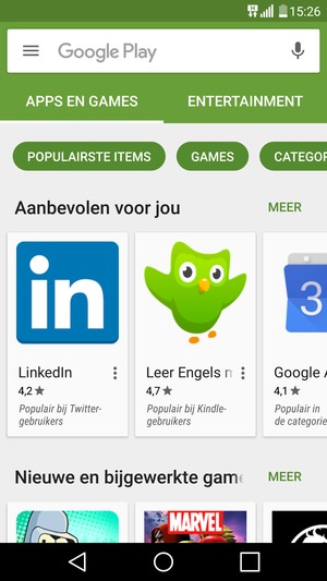 Selecteer de zoekbalk