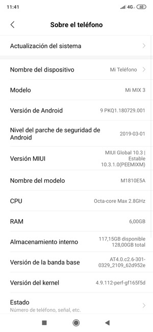 Seleccione Actualización del sistema