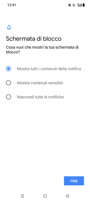 Seleziona la tua opzione preferita e poi FINE