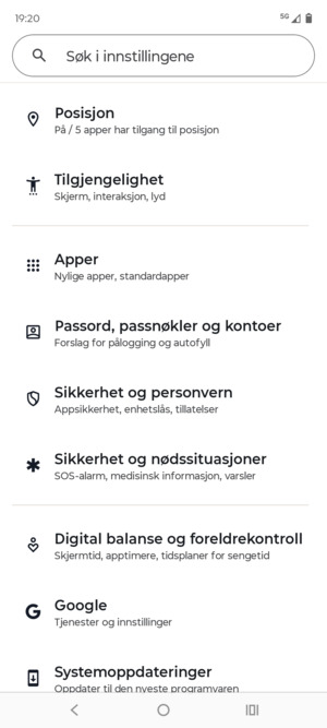 Bla til og velg Sikkerhet og personvern