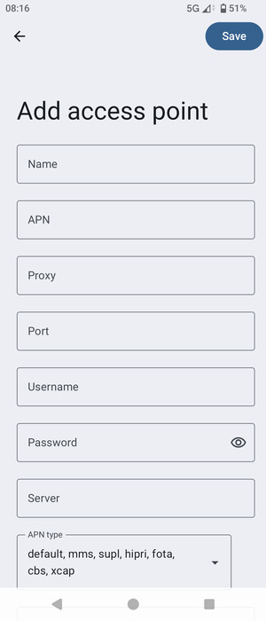 Enter Internet information