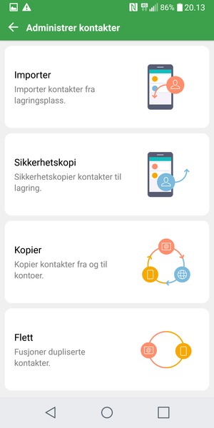 Velg Importer